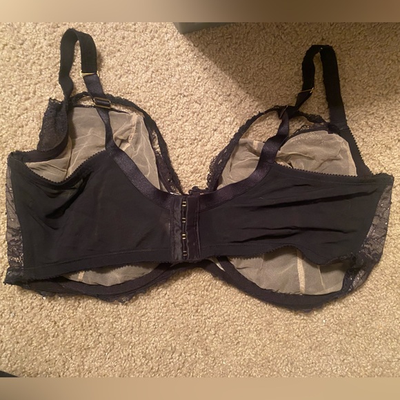 Cacique Black Lace Unlined Balconette Bra 44H - Picture 5 of 7